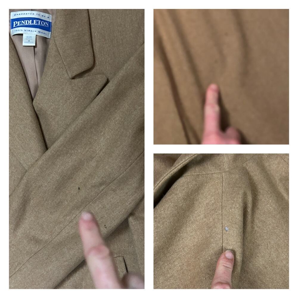 Pendleton Neutral Wool Double Breasted Long Trenc… - image 4